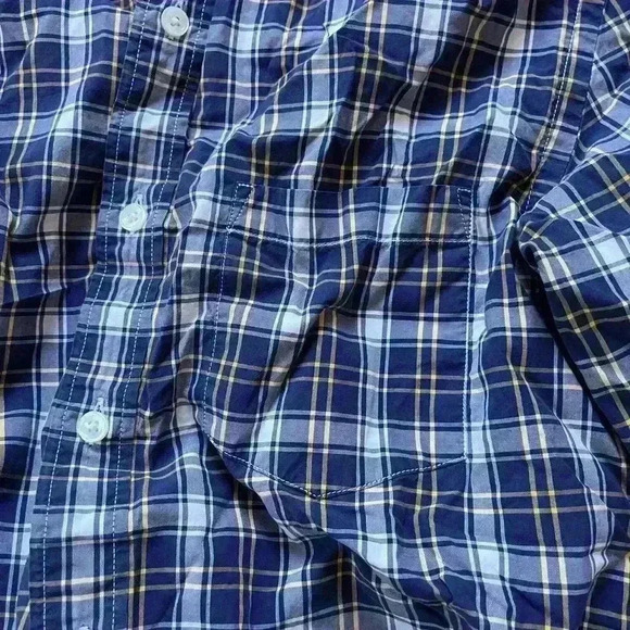 J Crew plaid blue and yellow button down - Picture 4 of 5